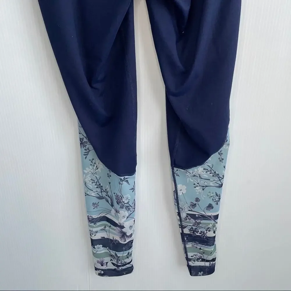 Free2B leggings blue with mesh floral pattern